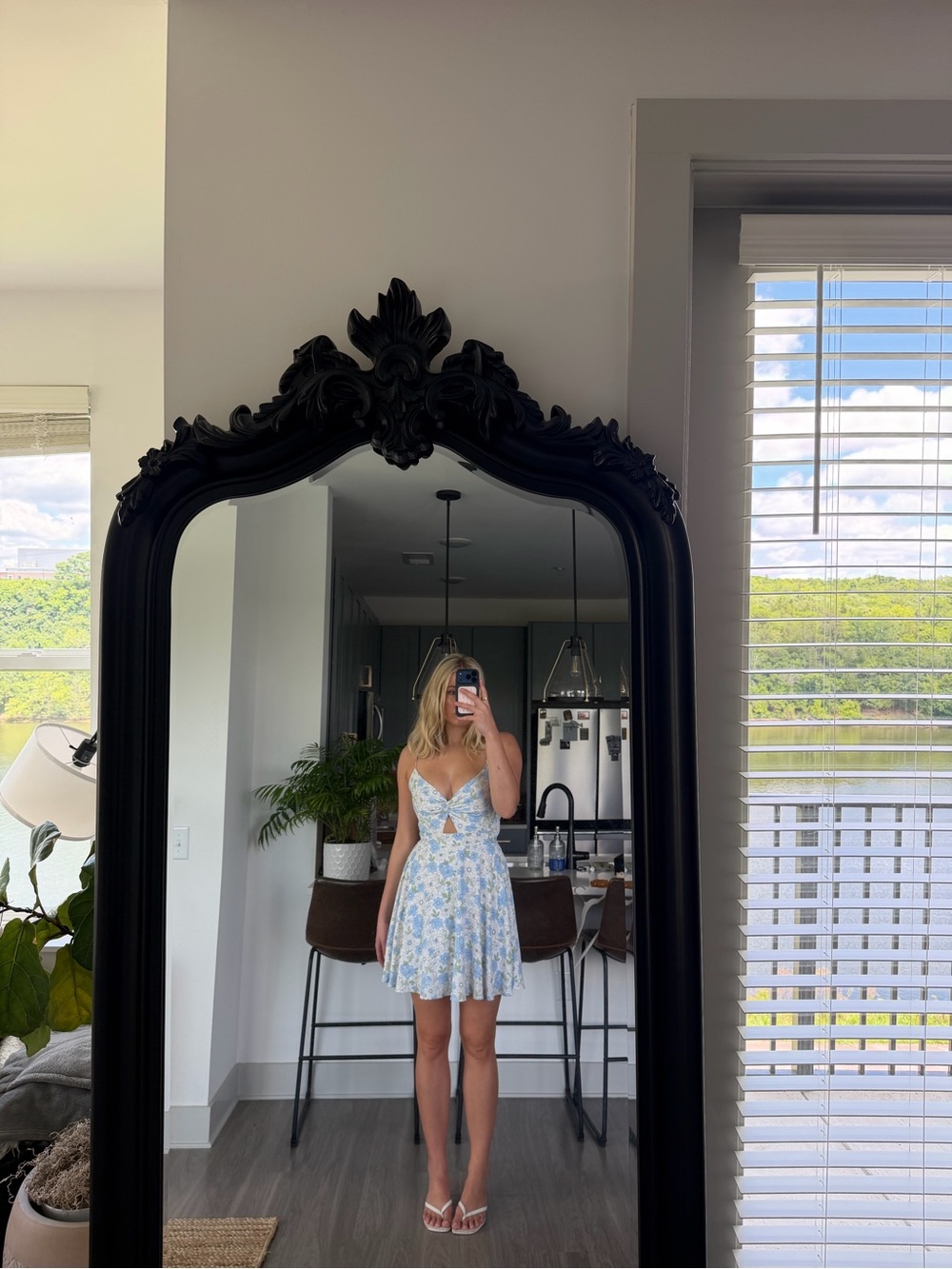 Pitaya White and Light Blue Floral Mini Dress